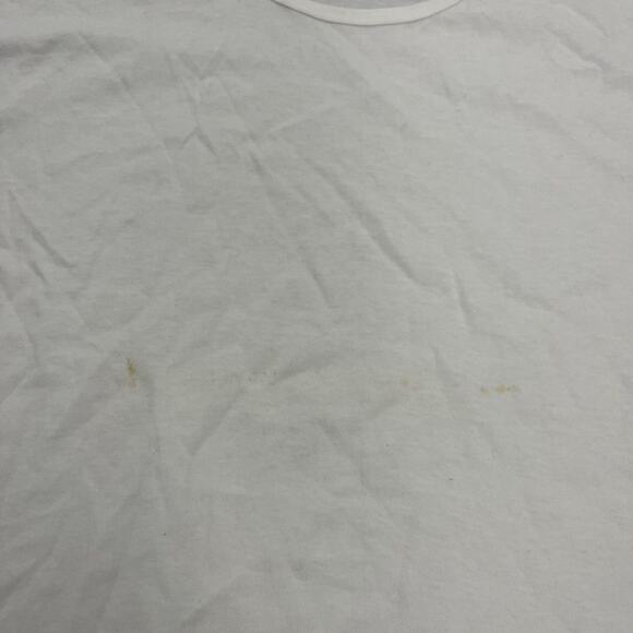 Vintage 90s Anvil White Round Neck Blank Cotton T-Shirt - Picture 2 of 4